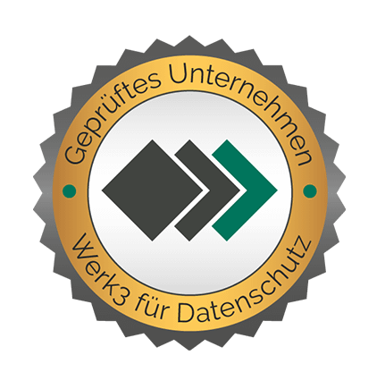 Goldenes Siegel von Werk3 für Datenschutz als geprüfte Website